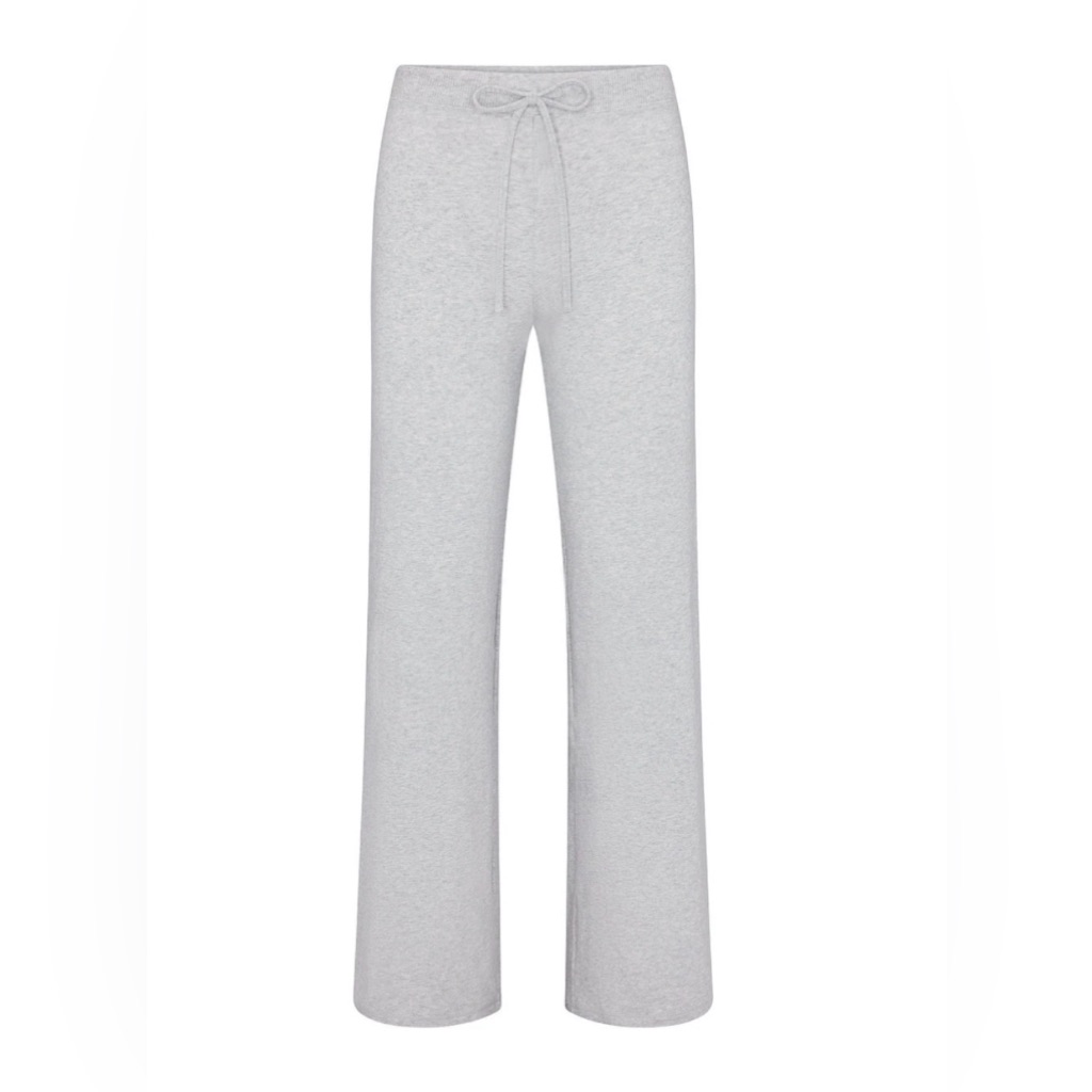 Skims Cotton Jersey Straight Leg Pant | Light Heather Grey (Large)